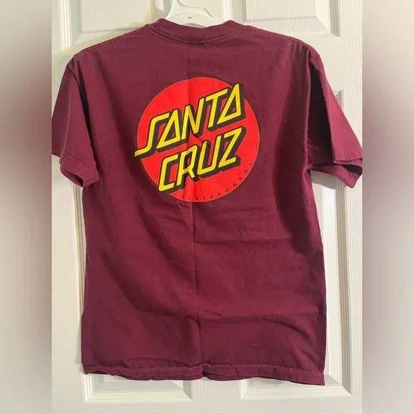 Classic dot men's Santa Cruz t-shirt size medium in burgundy - Picture 7 of 12
